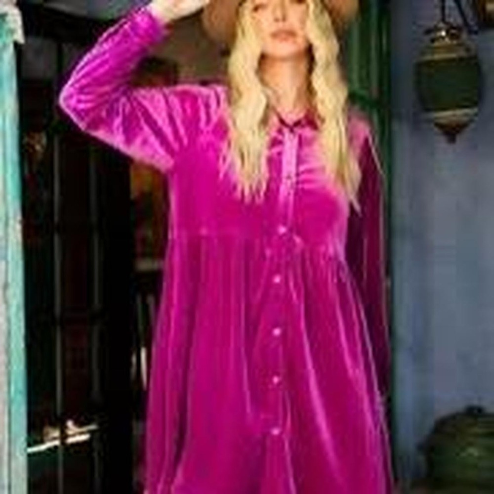 Easel NWT pink/plum velvet oversized babydoll dress Size S'